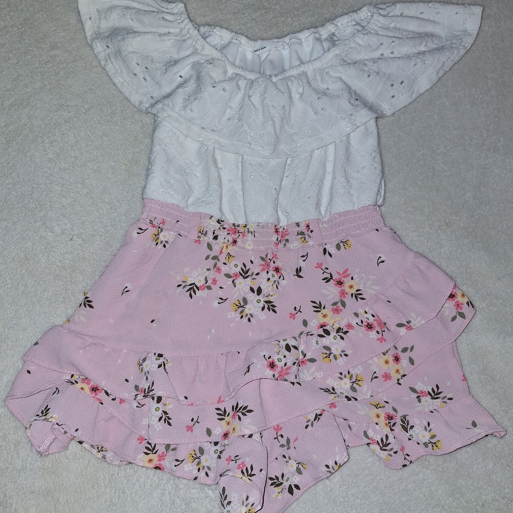 White and Pink Floral Baby Dress